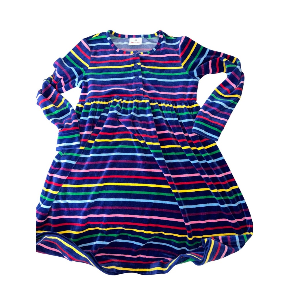 size 10 (140) Hanna Anderson Rainbow striped velour dress